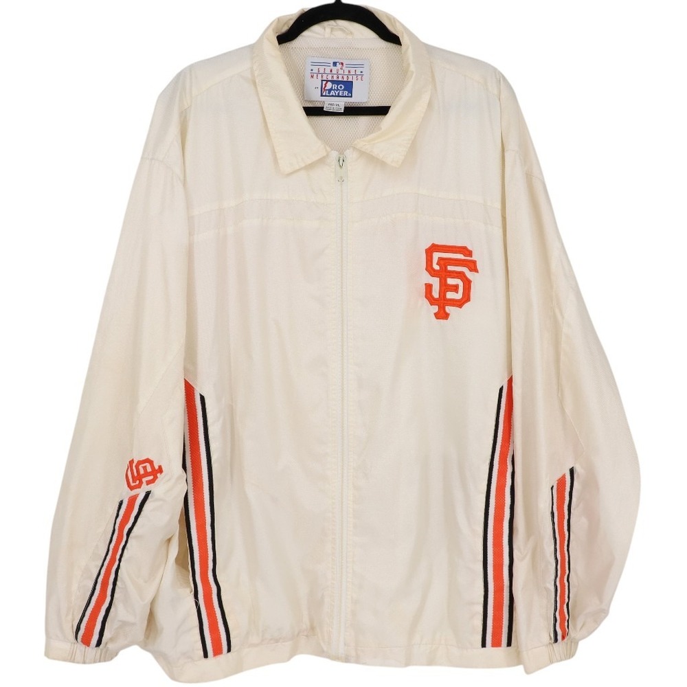 Vintage Pro Player San Francisco Giants Sz XL Cream Off White Windbreaker Jacket